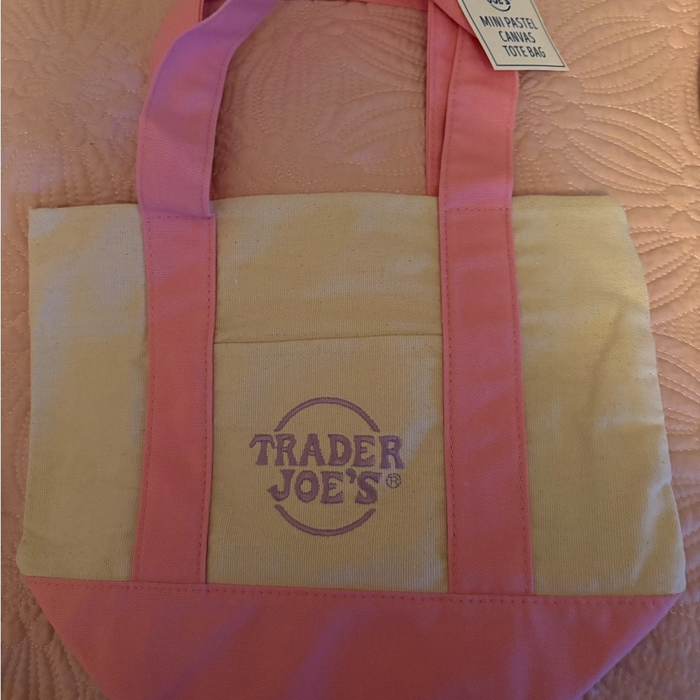 Pink & Cream Canvas Tote Bag
